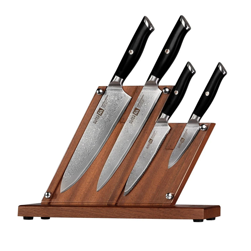 5 Piece Damascus Kitchen Knife Set with Magnetic Wooden Block